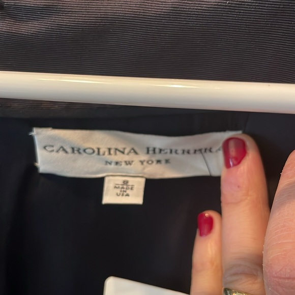 Oscar de le Renta cotton/silk Black dress, 8 - Picture 2 of 4